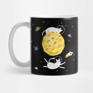 Cats in space. Cute typographi print with cats astronaut. Mug